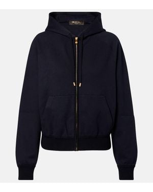Loro Piana Viera Cotton, Silk, And Cashmere Fleece Hoodie - Blue
