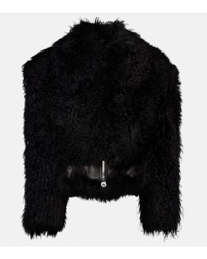 Blumarine Lederjacke Aus Shearling - Schwarz