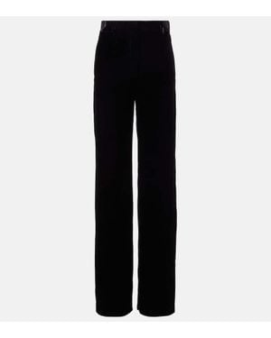 Loro Piana Goldie High-Rise Velvet Wide-Leg Pants - Black