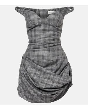 Magda Butrym Ruched Off-Shoulder Wool-Blend Bustier Dress - Gray