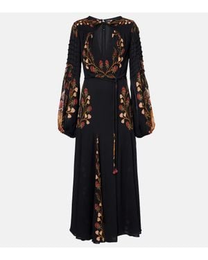 FARM Rio Cutout Floral Midi Dress - Black