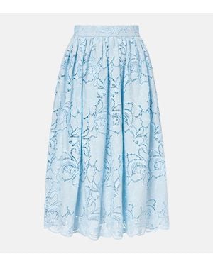 Erdem Gonna A Pieghe Con Taglio Laser - Blu