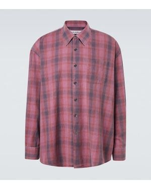 Our Legacy Borrowed Plaid Cotton Flannel Shirt - Purple
