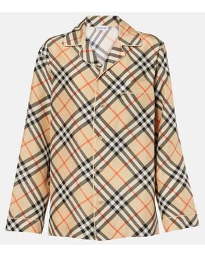 Burberry Hemd Check Aus Seide - Braun