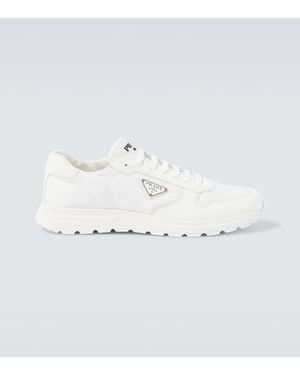 Prada Logo Leather-Trimmed Trainers - White