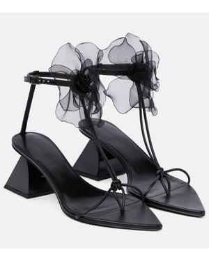 Nensi Dojaka Applique Leather Thong Sandals - Black