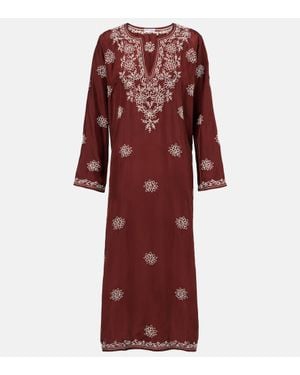 Juliet Dunn Floral Embroidered Silk Tunic