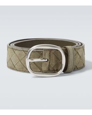 Bottega Veneta Intrecciato Suede Belt - Green