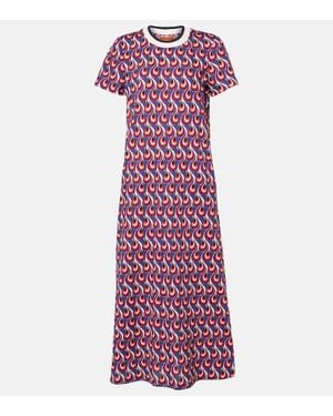 La DoubleJ Swing Sporty Printed Jersey Midi Dress - Purple
