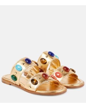 Gianvito Rossi Verzierte Sandalen Shanti Aus Metallic-Leder - Mettallic