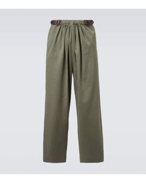 Loewe Belted Cotton Straight Pants - Green