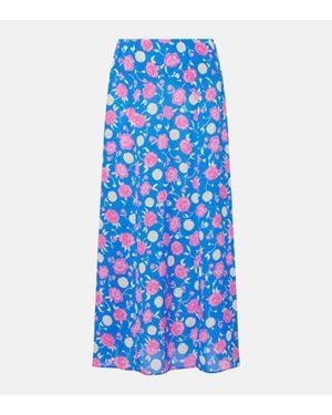 RIXO London Midirock Carpi Aus Seide - Blau