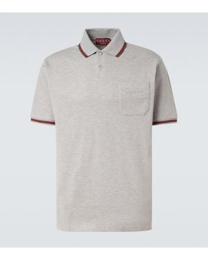 Gucci Web Stripe Cotton-Blend Polo Shirt - White