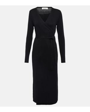 Diane von Furstenberg Astrid Wool And Cashmere Wrap Midi Dress - Black