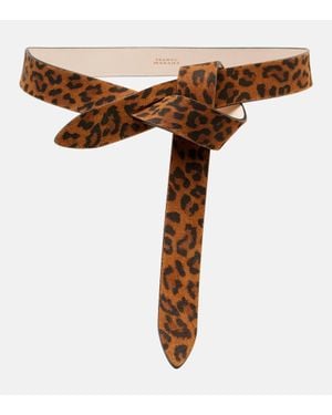 Isabel Marant Lecce Leopard-Print Suede Belt - Brown