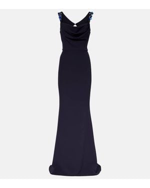 Safiyaa Verzierte Robe Melina Aus Crepe - Blau