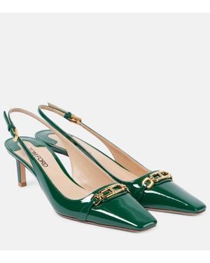 Tom Ford Whitney 55 Patent Leather Slingback Court Shoes - Green