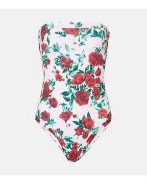 Alexandra Miro Banador Whitney Floral Con Cinturon - Blanco