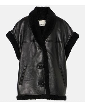 Isabel Marant Medilia Shearling-Trimmed Leather Vest - Black