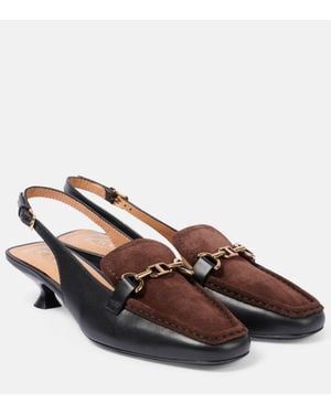 Tod's 35 Leather Slingback Loafer Court Shoes - Brown