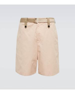 Sacai Cotton Chino Shorts In Beige | ModeSens