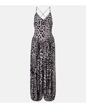 Norma Kamali Kenny Leopard-Print Jumpsuit - White