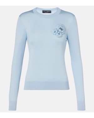 Dolce & Gabbana Verzierter Pullover Aus Seide - Blau