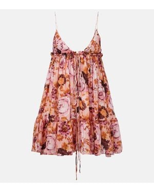 Chloé Floral Silk Minidress - Red