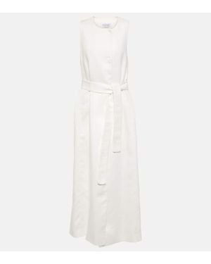 Max Mara Aureo Linen Twill Midi Wrap Dress - White