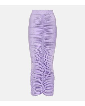 Alex Perry Crystal-Embellished Ruched Midi Skirt - Purple