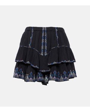 Isabel Marant Minifalda de algodón con volantes - Azul