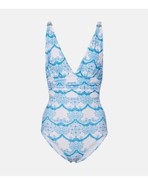 Melissa Odabash Panera Printed Swimsuit - Blue