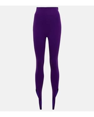 The Attico Leggings Jamie A Vita Alta Con Staffe - Viola