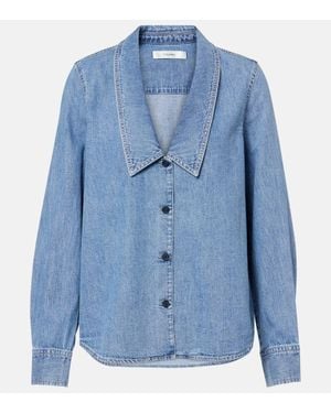 FRAME Chemise Low Collar En Jean - Bleu