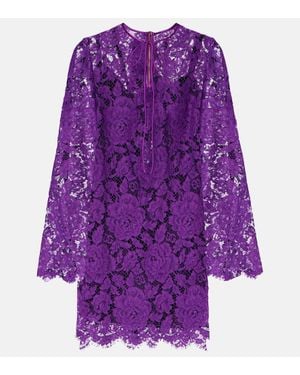 Dolce & Gabbana Lace Minidress - Purple