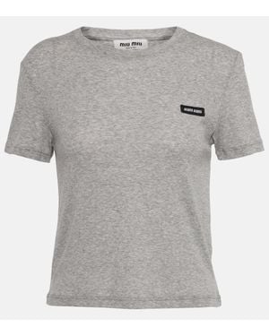 Miu Miu Cotton Jersey T-Shirt - Gray