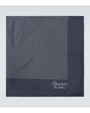 Charvet Polka-Dot Silk Pocket Square - Blue