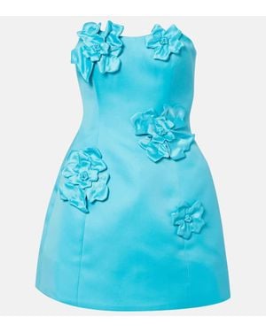 LEO LIN Rosario Floral-Applique Bustier Dress - Blue