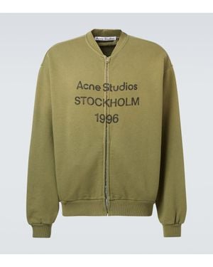 Acne Studios Logo Cotton-Blend Fleece Sweatshirt - Green