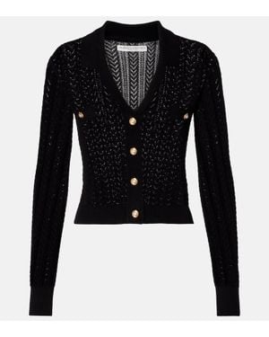 Alessandra Rich Cardigan Aus Pointelle-Strick - Schwarz