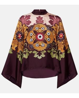 La DoubleJ Make An Exit Silk Twill Blouse - Purple