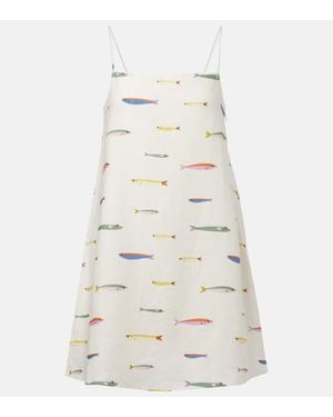 STAUD Laura Printed Cotton Minidress - Natural