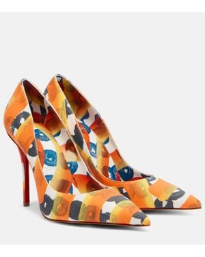 Christian Louboutin Miss Z 100 Printed Satin Crepe Pumps - Orange