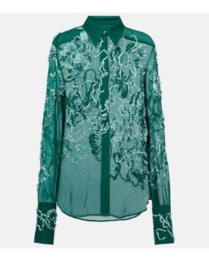 Dries Van Noten Hemd Mit Pailletten - Grün
