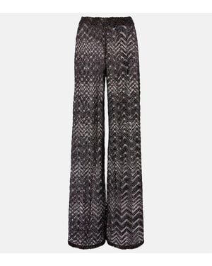 Missoni Open-Knit Wide-Leg Trousers - Grey