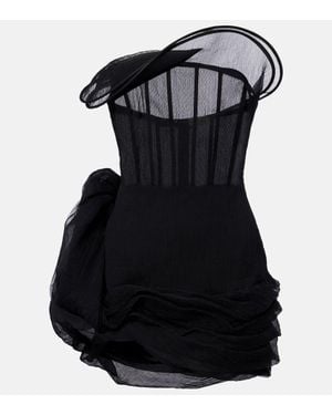 Magda Butrym Floral-Applique Tulle Corset Dress - Black
