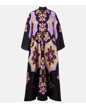 La DoubleJ Palazzo Placee Silk Twill Maxi Dress - Multicolor