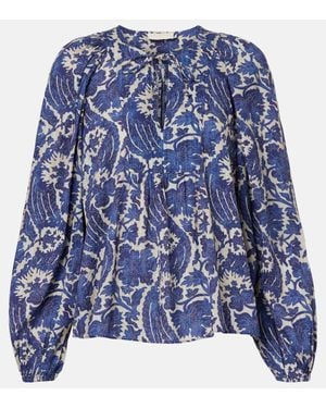 Ulla Johnson Brea Printed Cotton-Blend Blouse - Blue
