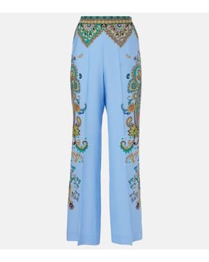 Etro Hose Mit Floralem Muster Aus Seide, Damen, Größe - Blau