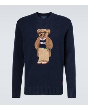 Polo Ralph Lauren Pullover Polo Bear Aus Leinen Und Baumwolle - Blau